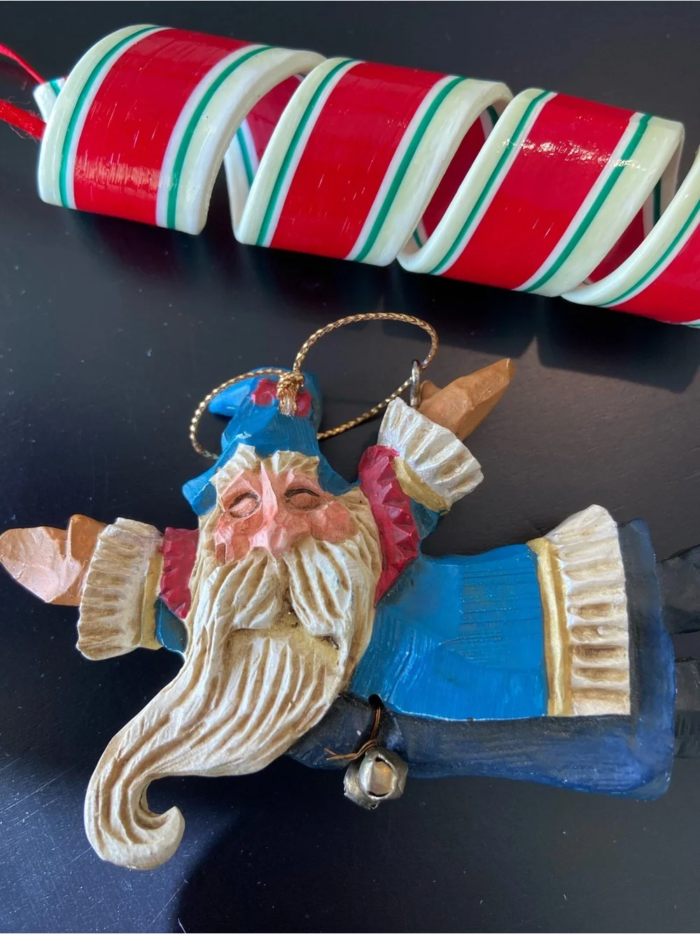 2 mismatched christmas holiday ornaments